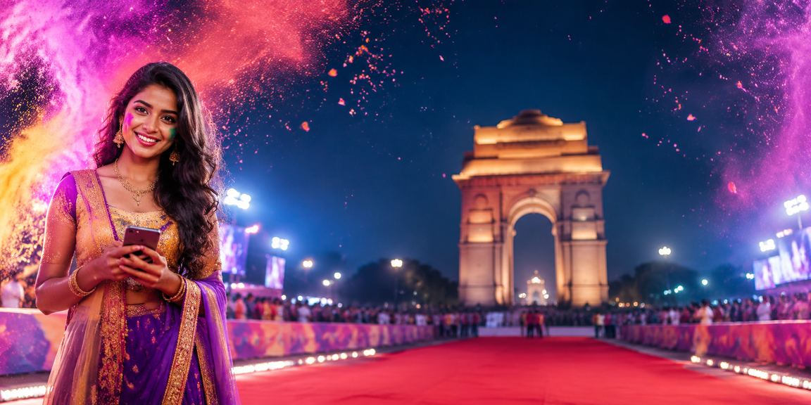 Mobile users playing cricket betting during Holi festival in Delhi